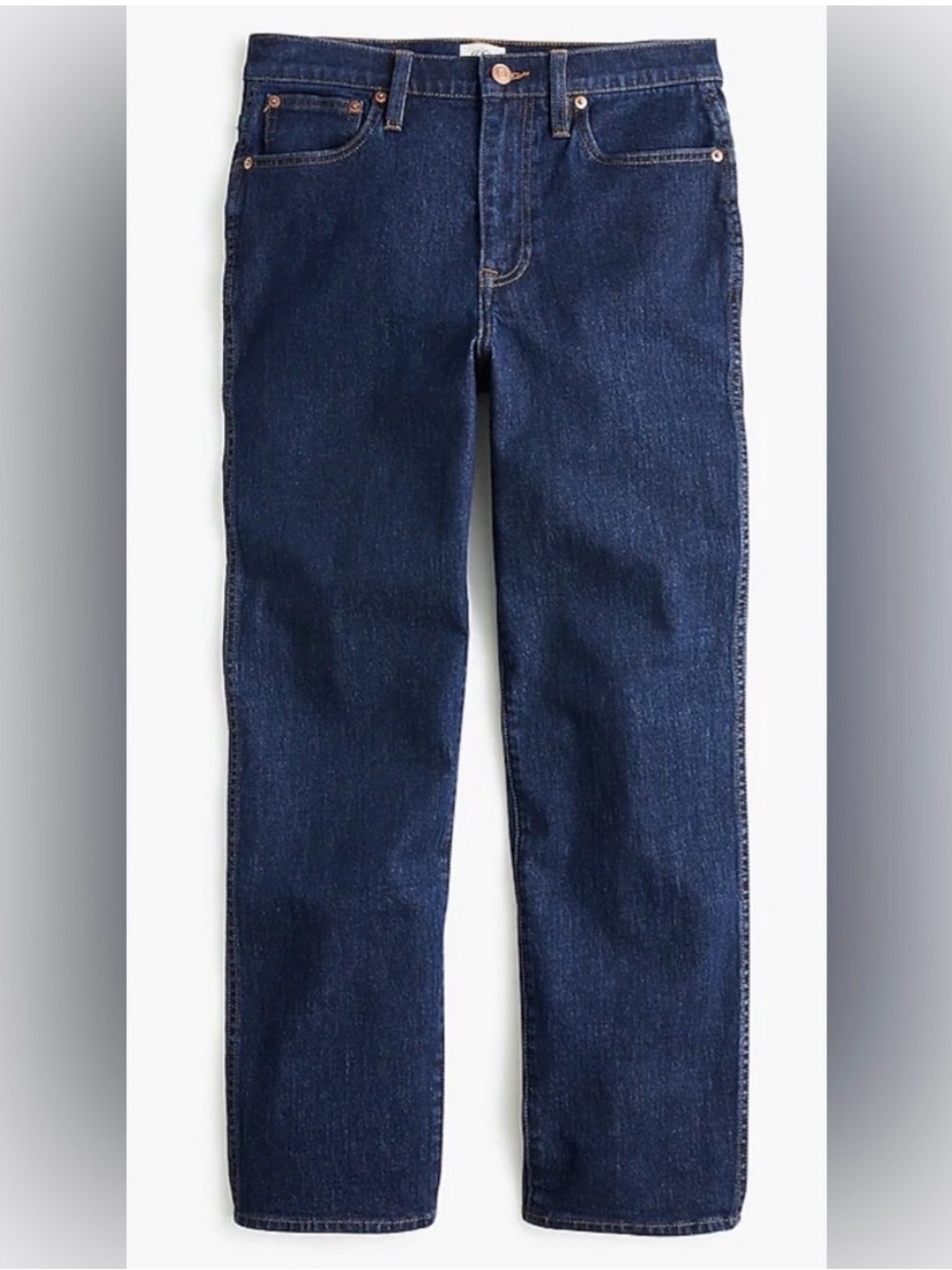 J. Crew Denim 27 Straight Leg Crop Jeans High Rise Cotton Medium Blue Rinse Wash